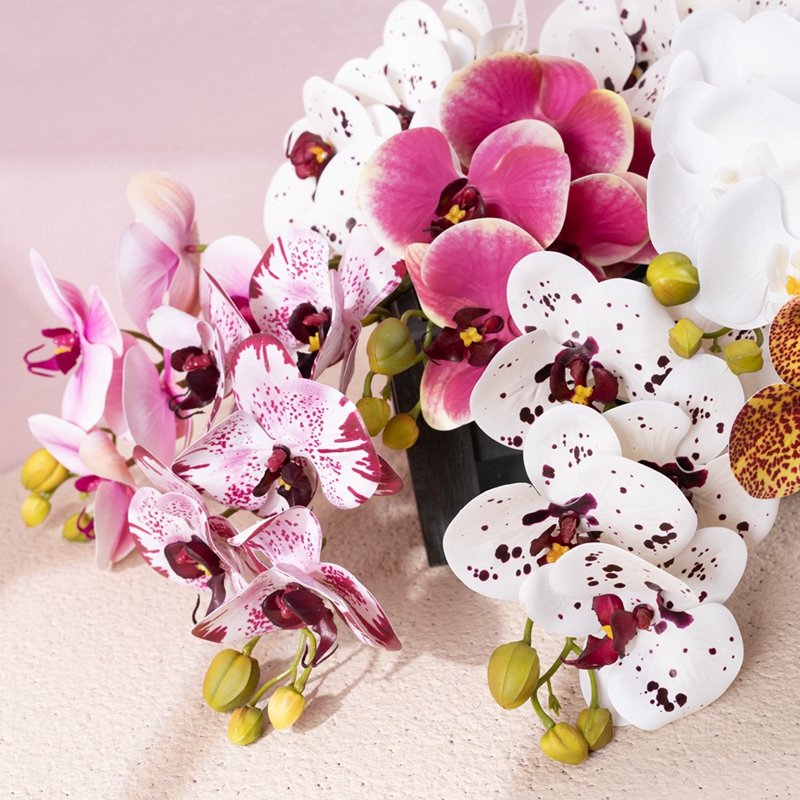 CL09002 Вештачки стебла од орхидеи со вистински допир Вештачки Phalaenopsis Цветен украс за свадба за домот 26,8 инчи Високи 5 големи цветови