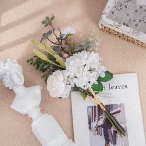 CF01303 قیمت زیبای پارچه مصنوعی هیدرانسیا پلاستیکی اکالیپتوس ابریشم گل صد تومانی گل داوودی سفید برای عروسی خانگی