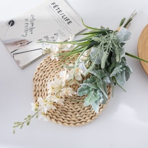 CF01230 ມາຮອດໃຫມ່ທີ່ທັນສະໄຫມຜ້າໄຫມທຽມດອກໄມ້ສີຂາວສີຂຽວ Delphinium Sage Bouquet ສໍາລັບເຮືອນ Wedding Party ການຕົກແຕ່ງ