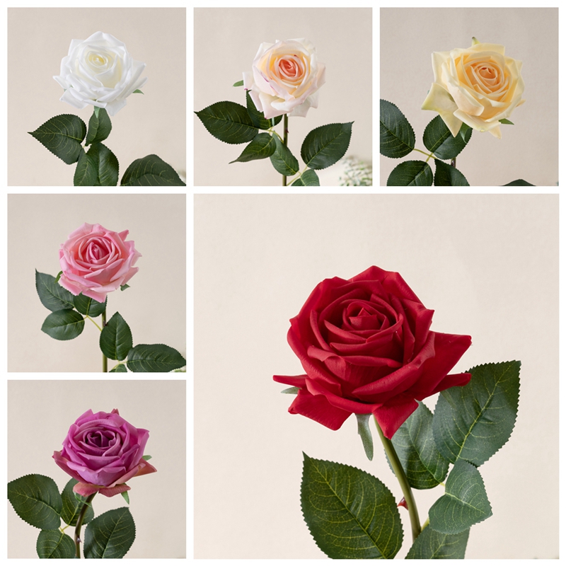 MW60004 Competitive Price 53cm Single Stem Hand Made Fabric Moisturizing Real Touch Rose For Wedding Home Decoration Gift