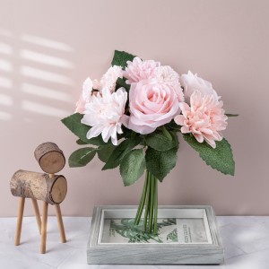 GF15538A Decorazione di qualità Rosa selvatica artificiale * 3 Dalia * 3 Fasci * 8 Per la ghirlanda decorativa domestica