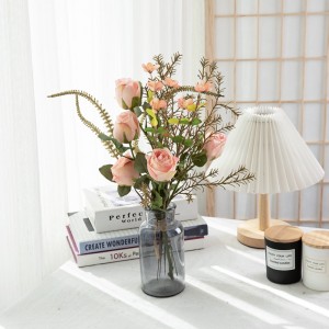 CF01251 باقة كالافلورال من الزهور الاصطناعية الورود المحمصة الوردية مع باقة إكليل الجبل والمريمية لحفلات الزفاف ديكور المنزل والفندق