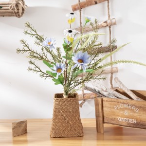 CF01252 Bunga Daisy Krisan Gerbera Biru Muda dengan Sage Rosemary Buket Bunga Buatan Buatan Buatan Buatan Buatan Buatan Buatan untuk Dekorasi Pesta Acara