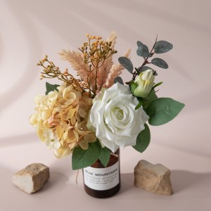 CF01231 Flor artificial de nova arribada de primavera, hortensia, ram d'eucaliptus de rosa per a la decoració de taula central de casament, festa a casa