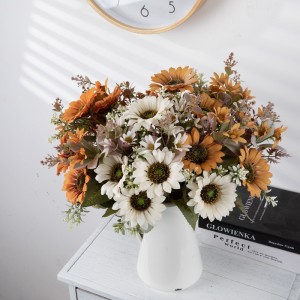 CL06001 sztuczny bukiet kwiatów słonecznik chryzantema gerbera jesienne dekoracje na domowe przyjęcie dekoracje ze sztucznych kwiatów