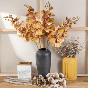 CL09003 Artificial Flowers Phalaenopsis Orchids Stems Real Touch Vintage Golden for Kitchen Table Centerpiece