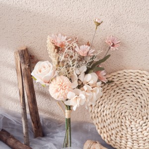 CF01306 कृत्रिम फूल गुलाबी गुलदस्ता हाइड्रेंजिया कृत्रिम फूल गुलदाउदी रेशम फूल कृत्रिम कॉफी टेबल सजावट