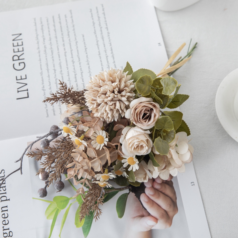 CF01146 Букет од вештачка роза од глуварче од маргаритка со нов дизајн Декоративни цвеќиња и растенија