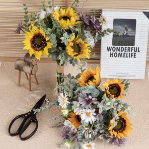CF01266 Buket Hadiah Sekelompok Bunga Matahari Bunga Matahari Buatan untuk Vas Meja Dekorasi Pernikahan Rangkaian Bunga