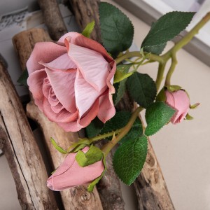 MW03334 Smuk bryllupsdekoration Natural Rose kunstig blomst Long Stem Velvet Spray til salg