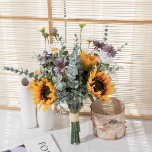 CF01266 Mazzo di fiori artificiali Mazzo di margherite di girasole Bouquet regalo per tavoli Vaso Decorazioni di nozze Composizioni di fiori