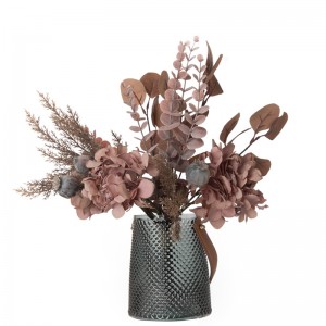 CF01025 Ramo de flores artificiales Hortensia Eucalipto Amapola Regalo de San Valentín de alta calidad