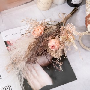 CF01167 Artificial Rose Pampas Bouquet New Design Valentine’s Day gift Decorative Flowers and Plants