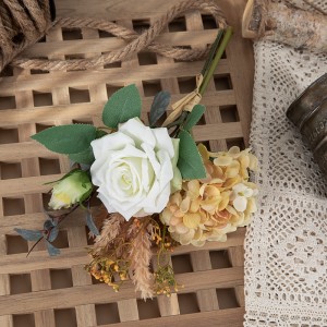 CF01231 Buchet de flori artificiale de primăvară, hortensie, trandafir, eucalipt, pentru petrecere, nuntă, centru de masă, decor