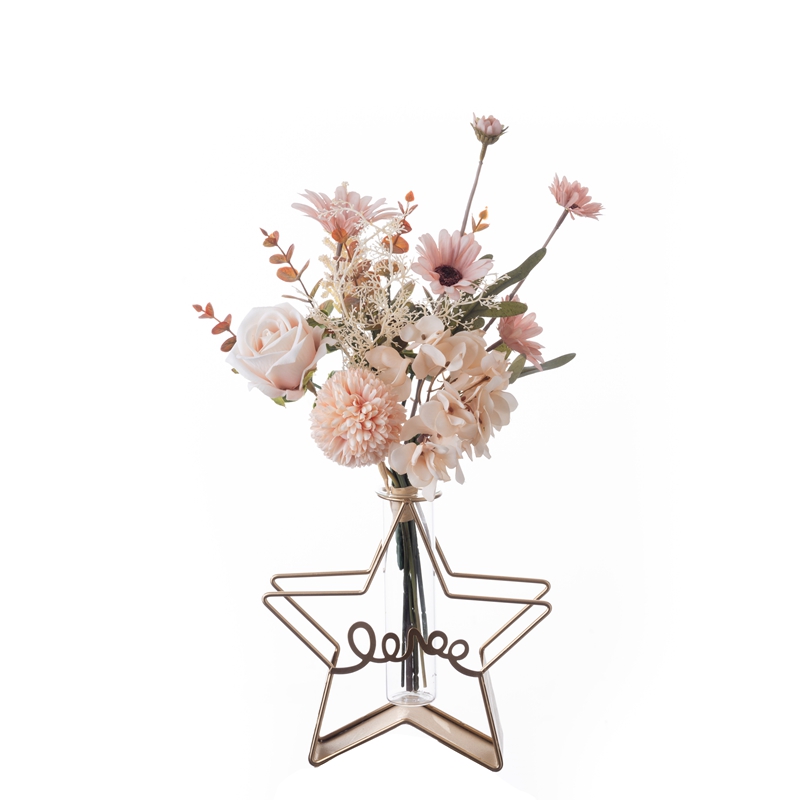 CF01306 ดอกไม้ประดิษฐ์ช่อดอกไม้สีชมพูไฮเดรนเยียดอกไม้ประดิษฐ์ดอกเบญจมาศดอกไม้ผ้าไหมประดิษฐ์โต๊ะกาแฟตกแต่ง