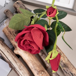 MW03334 Красивое свадебное украшение Натуральный искусственный цветок розы с длинным стеблем Бархатный спрей на продажу