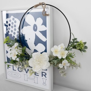 CF01039 Atifisyèl White Camellia Wreath Nouvo Design Flè dekoratif ak Plant yo