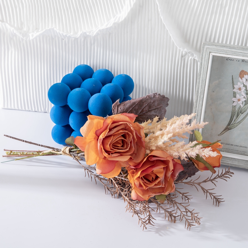 CF01233 Augstas kvalitātes konservētu mākslīgo ziedu sausu sadedzinātu rožu vintage pušķis mājas ballītei kāzu dekorēšanai līgavas pušķis
