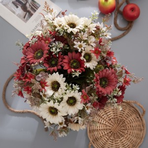 CL06001 ramo de flores artificiales, girasol, crisantemo, gerbera, fiesta de otoño, decoración del hogar, decoración de flores falsas