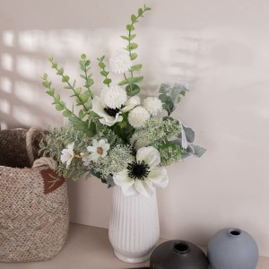 CF01184 Ram de crisantem de dent de lleó de camèlia artificial Nou disseny de flors i plantes decoratives