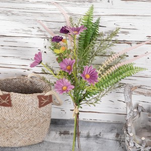 CF01247 Artificial Flower Bouquet Purple PU Sunflower Fabric Magnolia Cosmos for Wedding Home Hotel Party Garden