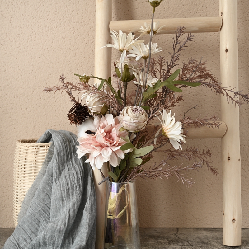 CF01003 Atifisyèl dahlia roz krizantèm Bouquet Nouvo konsepsyon dekoratif flè ak plant