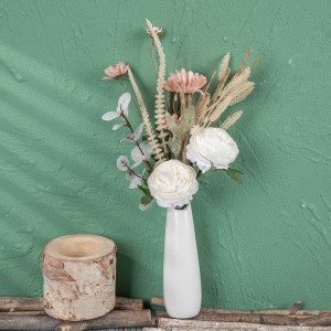 CF01237 Umjetno cvijeće Bijela ruža, ružičasti buket divljih krizantema Vjenčani cvjetni aranžmani za dekoraciju vjenčanja kod kuće