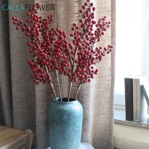 MW61204 Lakásdekoráció Karácsonyi magyal piros gyümölcs esküvői szimulációs virágok nagykereskedelme