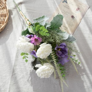 CF01241 Artipisyal na Bulaklak Lotus Wild Chrysanthemum White Purple Bouquet para sa Home Party Wedding Dekorasyon