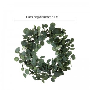 MW61666 Apple Leaf Eucalyptus Garland Artificial Flower Plant Green Wreath for Party Wedding Home Wall Background Decoration
