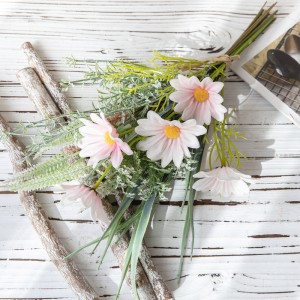 CF01226 Visokokvalitetni mali buket bijelih ružičastih suncokreta i zelene trave za kućnu dekoraciju vjenčanja