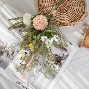 CF01256 Champagne blanc 2 pissenlits boule chrysanthème avec marguerite et sauge fleurs artificielles Bouquet pour la décoration de mariage à la maison