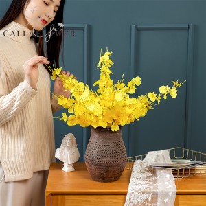 MW32101 Топла распродажба на вештачко цвеќе орхидеја танцува 50см жолта свадбена декорација на домашна маса декорација на цветни ѕидови