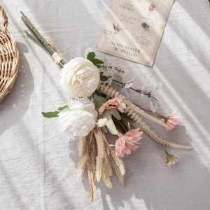 CF01237 Artipisyal na Bulaklak White Rose Pink Wild Chrysanthemum Bouquet Wedding Flower Arrangements para sa Home Party Wedding Decor