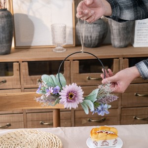 CF01096 Artificial Flower wreath Gerbera Wild Chrysanthemum Freesia Hot Selling Wedding Supplies