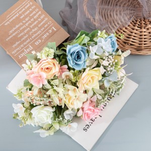 MW95002 Artificial Rose Bunch 7 Colors Available Total Length 29.5cm for Home Party Wedding Decoration