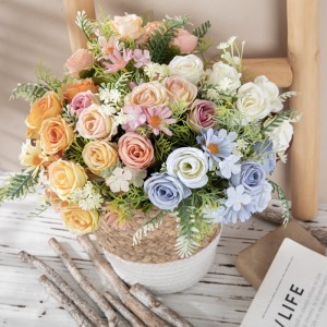 MW66794 වසන්තයේ නව පැමිණීම තොග වශයෙන් කෘතිම මල් Daisy Roses Mini Bouquet for Home Event Wedding centrepiece Garden Dec