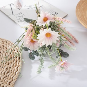 CF01227 Hot Selling ხელოვნური ქსოვილის ყვავილი თეთრი ვარდისფერი მზესუმზირის თაიგული მთლიანი სიგრძე 38 სმ სახლის დეკორაციისთვის