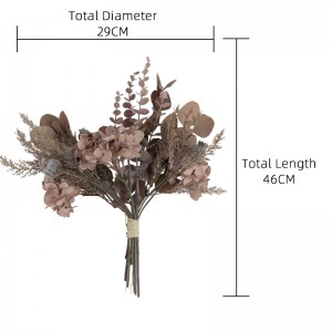 CF01025 Kunstig blomsterbuket Hortensia Eucalyptus Valmue Højkvalitets Valentinsdagsgave