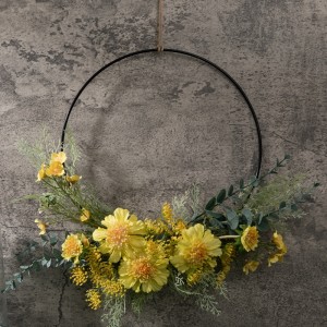 CF01081 Coroa de flores de cata-vento amarelo artificial novo design de flores para parede