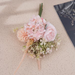 CF01304 Τεχνητό λουλούδι ροζ ορτανσία Νυφική ​​ανθοδέσμη Μπουκέτο παιωνίας τριαντάφυλλο πικραλίδα για διακόσμηση γάμου στον κήπο του σπιτιού
