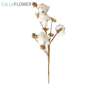 MW61208 4-głowicowy sztuczny kwiat Naturalna bawełniana gałązka kwiatowa do dekoracji ślubnych w domu