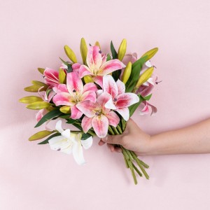 CL09006 گل های مصنوعی Tiger Mini Lily لمس واقعی برای جشن عروسی خانه مهمانی باغ فروشگاه دکوراسیون اداری