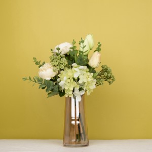 CF01071 دسته گل گل لاله مصنوعی لوتوس هیدرانسی طرح جدید دسته گل عروس