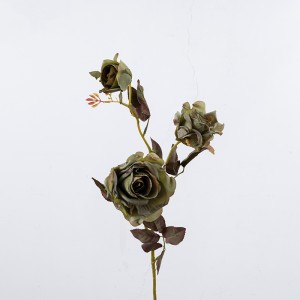 DY1-3320A Olcsó selyem csokor mesterséges rózsa spray, két virág, egy bimbó esküvőkre