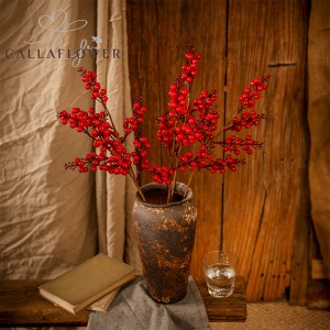 MW61211 μούρο τεχνητό λουλούδι Red Berry Δημοφιλή Χριστουγεννιάτικη διακόσμηση Εορταστικές διακοσμήσεις