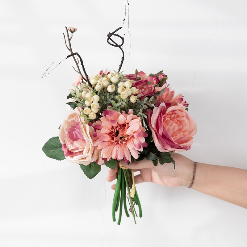 GF15471 kunstzijden rozen Gerberabundel bloementakken voor thuis decoratief
