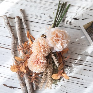 CF01220 New Design Artificial Flower Bouquet Fabric Champagne Dandelion Peony Bunch for Home Decoration Wedding Decoration