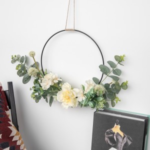 CF01150 Artificial Camellia Hydrangea Wreath Wall Hanging Flower Wall Backdrop Festive Dekorasyon