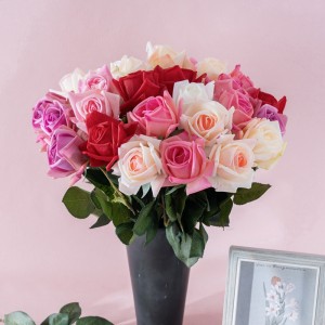 MW60005 Single Moisture Hand Artificial Fabric Flowers Different Colors Valentine’s Day Home Decoration Simulation Rose Real